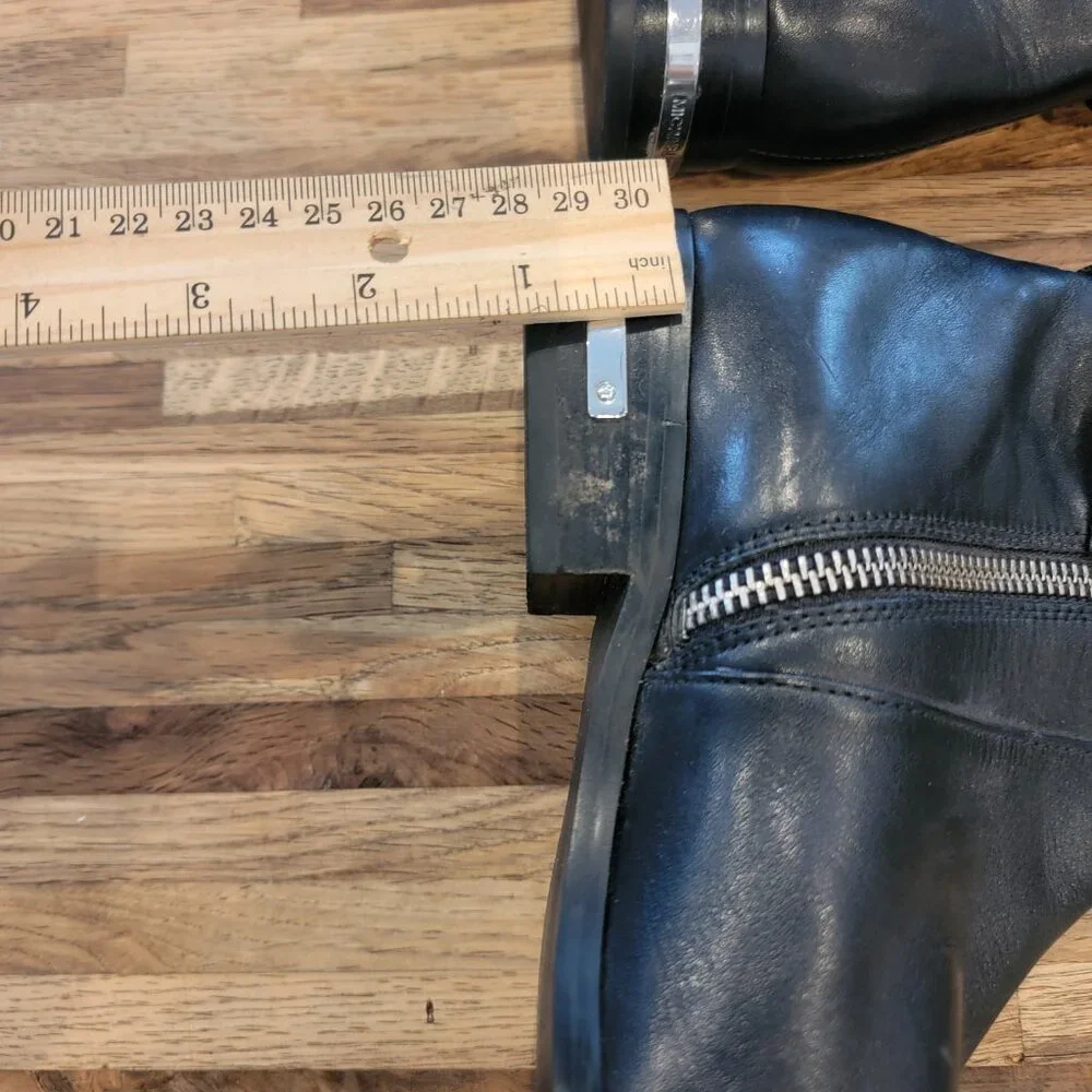 MICHAEL KORS Hamilton Stretch Leather Boots Size 6M Tall Riding Zip